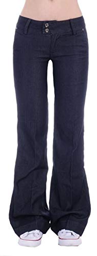 Damen Bootcut Hosen Hüftjeans Jeans Schlagjeans blau Schlag-Hose-n Damenjeans Damen-Hose-n Jeans-Hose-n Hüft-Hose-n Niedrige-r Leib-Höhe Bund Weite-m-s Bein Mega Großer dunkel-blau-e Gr Größe XS 34 von Style-Station