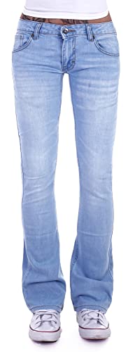 Damen Bootcut Hosen Hüftjeans Jeans Schlagjeans schwarz Schlag-Hose-n Damenjeans Damen-Hose-n Jeans-Hose-n Hüft-Hose-n Niedrige-r Leib-Höhe Bund Stretchjeans Stretch-Hose-n Hellblau Gr Größe L 40 von Style-Station