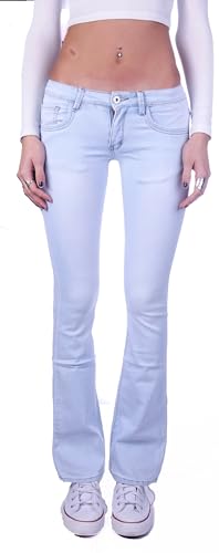 Damen Bootcut Hosen Hüftjeans Jeans Schlagjeans schwarz Schlag-Hose-n Damenjeans Damen-Hose-n Jeans-Hose-n Hüfthose Niedrige-r Leib-Höhe Bund Stretchjeans Stretch Hellblau Gr Größe S 36 von Style-Station