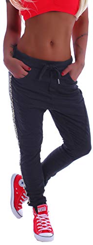 Damen Haremshose Hüfthose Hose Jeans Hüftjeans Boyfriend Taschen Stretch Stoffhose XS 34 S 36 M 38 L 40 XL 42 Weiß Schwarz gr größe Size Leo Leoparden Jogginghose-n Sporthose-n Sommerhose-n lässig von Style-Station