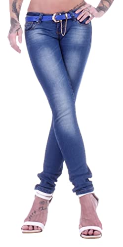 Damen Hüftjeans Röhrenjeans Skinny Jeans blau Damenjeans Damen-Hose-n Jeans-Hose-n Röhre-n Hüft-Hose-n Niedrig-e-r Sehr Leib-Höhe Bund Stretchjeans Stretch-Hose-n Denim Dunkel-blau-e Gr Größe XXS 32 von Style-Station