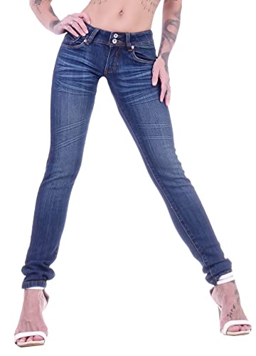 Damen Hüftjeans Röhrenjeans Skinny Jeans blau Damenjeans Damen-Hose-n Jeans-Hose-n Röhre-n Hüft-Hose-n Niedrig-e-r Sehr Leib-Höhe Bund Stretchjeans Stretch-Hose-n Denim Dunkel-blau-e Gr Größe XS 34 von Style-Station