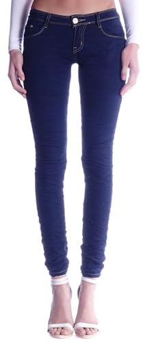 Damen Hüftjeans Röhrenjeans Skinny Jeans blau Damenjeans Damen-Hose-n Jeans-Hose-n Röhre-n Hüft-Hose-n Niedrig-e-r Sehr Leib-Höhe Bund Stretchjeans Stretch-Hose-n Denim Dunkel-blau-e Gr Größe L 40 von Style-Station