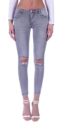 Damen Hüftjeans Röhrenjeans Skinny Jeans blau Damenjeans Damen-Hose-n Jeans-Hose-n Röhre-n Hüft-Hose-n Niedrig-e-r Sehr Leib-Höhe Bund Stretchjeans Stretch-Hose-n Low Waist Grau-e Gr Größe S 36 von Style-Station