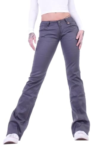 Damen Jeans Gerader Schnitt Straight Leg Hüftjeans Low Waist Blau Batik Damen-Hose-n Jeans-Hose-n Hüft-Hose-n Niedrige-r Leib-Höhe Bund Stretchjeans Stretch-Hose-n Denim Gr Größe Blau-e XXS 32 von Style-Station