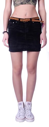 Damen Jeans Minirock Rock Blau Tiefsitzend Jeansrock blau-er Mini-Röcke Jeansröcke kurz-er Damen-Röcke Jean-Mini Damenrock Low Waist Rise Denim eng-er gr größe Size Schwarz S 36 von Style-Station