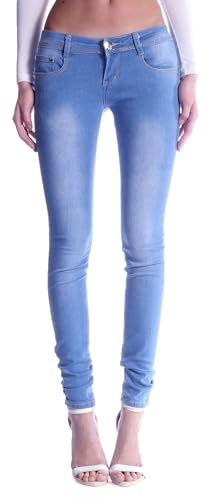 Damen Röhrenjeans Hosen Hüftjeans Jeans blau Damenjeans Damen-Hose-n Jeans-Hose-n Röhre-n Hüft-Hose-n Niedrige-r Leib-Höhe Bund Stretchjeans Stretch-Hose-n Denim Skinny Hell-blau-e Gr Größe XXL 44 von Style-Station