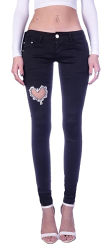 Damen Röhrenjeans Hosen Hüftjeans Jeans blau Damenjeans Damen-Hose-n Jeans-Hose-n Röhre-n Hüft-Hose-n Niedrige-r Leib-Höhe Bund Stretchjeans Stretch-Hose-n Denim Skinny Schwarz-e L 40 von Style-Station