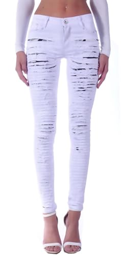 Damen Röhrenjeans Hosen Hüftjeans Jeans blau Damenjeans Damen-Hose-n Jeans-Hose-n Röhre-n Hüft-Hose-n Niedrige-r Leib-Höhe Bund Stretchjeans Stretch-Hose-n Denim Skinny dunkel-Weiß-e Gr Größe S 36 von Style-Station