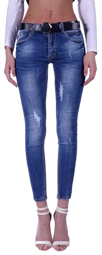 Damen Röhrenjeans Hosen Hüftjeans Jeans blau Damenjeans Damen-Hose-n Jeans-Hose-n Röhre-n Hüft-Hose-n Niedrige-r Leib-Höhe Bund Stretchjeans Stretch-Hose-n Denim Skinny dunkel-blau-e Gr Größe XS 34 von Style-Station