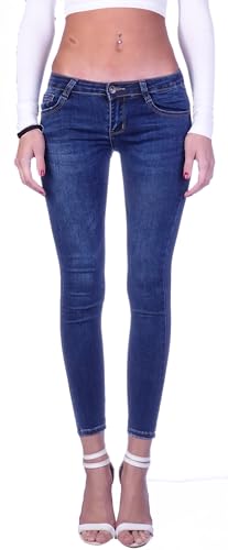 Damen Röhrenjeans Hosen Hüftjeans Jeans blau Damenjeans Damen-Hose-n Jeans-Hose-n Röhre-n Hüft-Hose-n Niedrige-r Leib-Höhe Bund Stretchjeans Stretch-Hose-n Denim Skinny dunkel-blau-e Gr Größe M 38 von Style-Station
