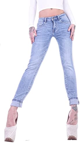 Damen Röhrenjeans Hosen Hüftjeans Jeans blau Damenjeans Damen-Hose-n Jeans-Hose-n Röhre-n Hüft-Hose-n Niedrige-r Leib-Höhe Bund Stretchjeans Stretch-Hose-n Denim Skinny dunkel-blau-e Gr L 40 von Style-Station