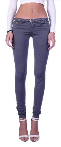 Damen Röhrenjeans Hosen Hüftjeans Jeans blau Damenjeans Damen-Hose-n Jeans-Hose-n Röhre-n Hüft-Hose-n Niedrige-r Leib-Höhe Bund Stretchjeans Stretch-Hose-n Skinny Denim Grau-e Gr Größe XL 42 von Style-Station