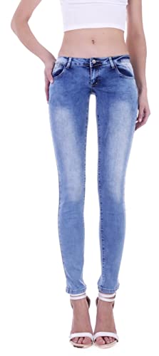 Damen Röhrenjeans Hosen Hüftjeans Jeans blau Damenjeans Damen-Hose-n Jeans-Hose-n Röhre-n Hüft-Hose-n Niedrige-r Leib-Höhe Bund Stretchjeans Stretch-Hose-n Skinny Denim blau-e Gr Größe S 36 von Style-Station