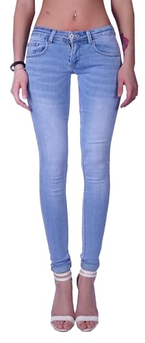 Damen Röhrenjeans Hosen Hüftjeans Jeans blau Damenjeans Damen-Hose-n Jeans-Hose-n Röhre-n Hüft-Hose-n Niedrige-r Leib-Höhe Bund Stretchjeans Stretch-Hose-n Skinny Denim blau-e Gr Größe S 36 von Style-Station