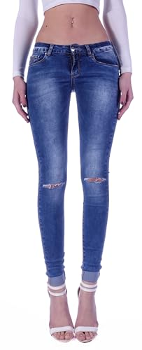 Damen Röhrenjeans Hosen Hüftjeans Jeans blau Damenjeans Damen-Hose-n Jeans-Hose-n Röhre-n Hüft-Hose-n Niedrige-r Leib-Höhe Bund Stretchjeans Stretch-Hose-n Skinny Denim blau-e Gr Größe XS 34 von Style-Station