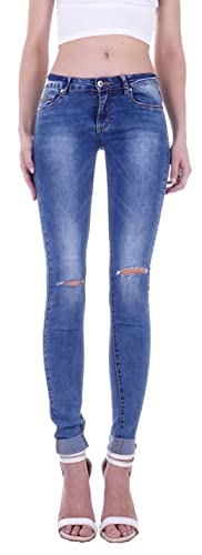 Damen Röhrenjeans Hosen Hüftjeans Jeans blau Damenjeans Damen-Hose-n Jeans-Hose-n Röhre-n Hüft-Hose-n Niedrige-r Leib-Höhe Bund Stretchjeans Stretch-Hose-n Skinny Denim blau-e Gr Größe XXS 32 von Style-Station