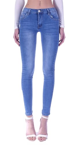 Damen Röhrenjeans Hosen Hüftjeans Jeans blau Damenjeans Damen-Hose-n Jeans-Hose-n Röhre-n Hüft-Hose-n Niedrige-r Leib-Höhe Bund Stretchjeans Stretch-Hose-n Skinny Denim blau-e Gr Größe sexy L 40 von Style-Station