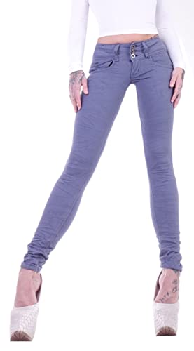 Damen Röhrenjeans Hosen Hüftjeans Jeans blau Damenjeans Damen-Hose-n Jeans-Hose-n Röhre-n Low-Waist Niedrige-r Leib-Höhe Bund Stretchjeans Stretch-Hose-n Skinny Gr Größe Grau-e Sexy L 40 von Style-Station