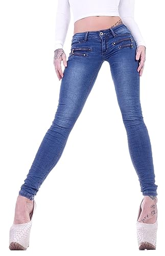 Damen Röhrenjeans Hosen Skinny Hüftjeans Jeans schwarz Damenjeans Damen-Hose-n Jeans-Hose-n Röhre-n Hüft-Hose-n Niedrige-r Leib-Höhe Bund Stretchjeans Stretch-Hose-n Gr Größe Dunkelblau L 40 von Style-Station