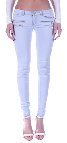 Damen Röhrenjeans Hosen Skinny Hüftjeans Jeans schwarz Damenjeans Damen-Hose-n Jeans-Hose-n Röhre-n Hüft-Hose-n Niedrige-r Leib-Höhe Bund Stretchjeans Stretch-Hose-n Gr Größe Hellblau S 36 von Style-Station
