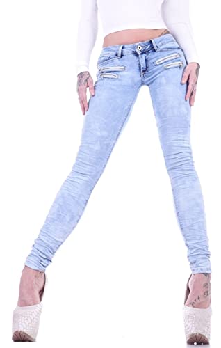 Damen Röhrenjeans Hosen Skinny Hüftjeans Jeans schwarz Damenjeans Damen-Hose-n Jeans-Hose-n Röhre-n Hüft-Hose-n Niedrige-r Leib-Höhe Bund Stretchjeans Stretch-Hose-n Gr Größe Hellblau-e L 40 von Style-Station