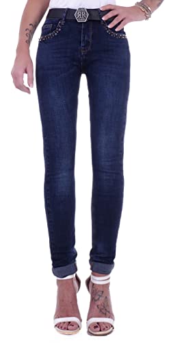 Damen Röhrenjeans Hosen Skinny Hüftjeans Jeans schwarz Damenjeans Damen-Hose-n Jeans-Hose-n Röhre-n Hüft-Hose-n Niedrige-r Leib-Höhe Bund Stretchjeans Stretch-Hose-n dunkel-blau-e Gr Größe XS 34 von Style-Station