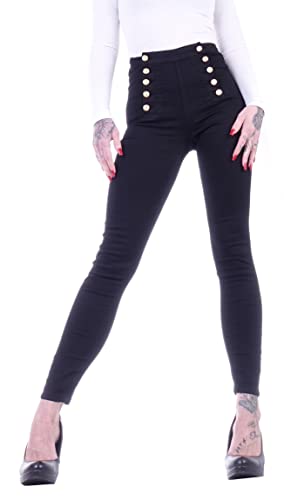 High Waist Damen Hosen Treggings Jeans Jeggings Damen-Hose-n Jeans-Hose-n Hoher Bund Hoch geschnitten Leibhöhe Stoffhose-n Business Stretch-Hose-n Skinny Röhrenjeans Gr Größe Schwarz M 38 von Style-Station