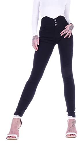 High Waist Damen Hosen Treggings Jeans Jeggings Damen-Hose-n Jeans-Hose-n Hoher Bund Hoch geschnitten Leibhöhe Stoffhose-n Business Stretch-Hose-n Skinny Röhrenjeans Gr Größe Schwarz-e M 38 von Style-Station