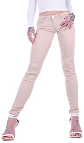 Hüftjeans Damen Hosen Treggings Jeans Grau Jeggings Damen-Hose-n Jeans-Hose-n Army Camouflage Hüft-Hose-n Niedrige-r Leib-Höhe Bund Stretchjeans Stretch-Hose-n Skinny Röhrenjeans Gr Sexy Beige M 38 von Style-Station