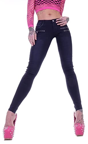 Hüftjeans Damen Hosen Treggings Jeans Grau Jeggings Damen-Hose-n Jeans-Hose-n Army Camouflage Hüft-Hose-n Niedrige-r Leib-Höhe Bund Stretchjeans Stretch-Hose-n Skinny Röhrenjeans Gr Sexy Blau L 40 von Style-Station