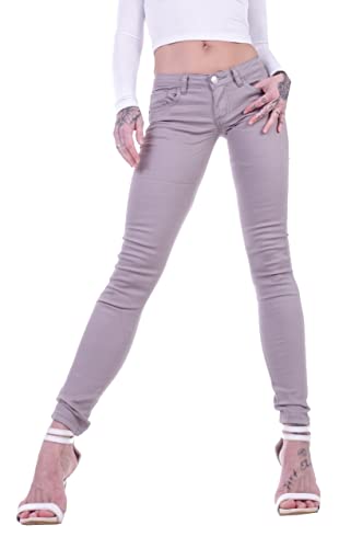 Hüftjeans Damen Hosen Treggings Jeans Grau Jeggings Damen-Hose-n Jeans-Hose-n Army Camouflage Hüft-Hose-n Niedrige-r Leib-Höhe Bund Stretchjeans Stretch-Hose-n Skinny Röhrenjeans Gr Sexy Grau L 40 von Style-Station