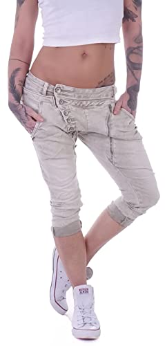 Mozzaar Damen Boyfriend Jeans Baggy Haremshose Caprihose Bermudas Kurz XS 34 S 36 M 38 L 40 XL 42 Schwarz gr größe size Capri Hose-n sommerhose hüftjeans jeanshose-n boyfriendjeans stretch-hose-n… von Style-Station
