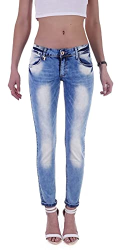 Style-Station Damen Boyfriend Hose Hüftjeans Jeans Damenjeans Boyfriend-Hose-n Damen-Hose-n Jeans-Hose-n Baggyjeans Baggy-Hose-n Girlfriend Knopfleiste Niedrige-r Leib Bund Gr Größe Hellblau-e XS 34 von Style-Station