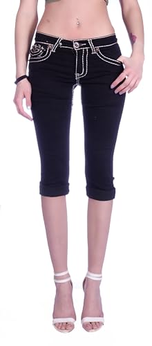 Style-Station Damen Capri Jeans Bermudas Hose 3/4 Blau Sommerjeans Kurz-e Bermuda-Hose-n Bermudas-Hose-n Sommer-Hose-n Capri-Jeans Weiß-e Größe Gr S 36 von Style-Station