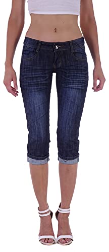 Style-Station Damen Capri Jeans Bermudas Hose 3/4 Blau Sommerjeans Kurz-e Capri-Hose-n Bermuda-Hose-n Bermudas-Hose-n Sommer-Hose-n Capri-Jeans Capri-Hose-n Blaue Größe Gr S 36 von Style-Station