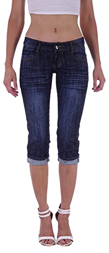 Style-Station Damen Capri Jeans Bermudas Hose 3/4 Blau Sommerjeans Kurz-e Capri-Hose-n Bermuda-Hose-n Bermudas-Hose-n Sommer-Hose-n Capri-Jeans Capri-Hose-n Blaue Größe Gr XXS 32 von Style-Station