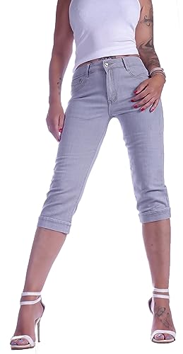Style-Station Damen Capri Jeans Bermudas Hose 3/4 Blau Sommerjeans Kurz-e Capri-Hose-n Bermuda-Hose-n Bermudas-Hose-n Sommer-Hose-n Capri-Jeans Capri-Hose-n Weiß-e Größe Gr Grau-e XL 42 von Style-Station