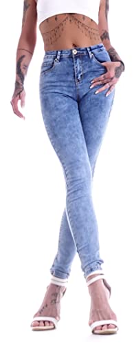 Style-Station Damen Hochschnitt Jeans Hose Stretch High Waist Röhrenjeans Skinny Damenjeans Damen-Hose-n Jeans-Hose-n Stretchjeans Stretch-Hose-n Hoher-Bund Hoch-Bund Size blau-e Gr Größe XS 34 von Style-Station