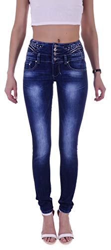 Style-Station Damen Hochschnitt Jeans Hose Stretch High Waist Röhrenjeans Skinny Damenjeans Damen-Hose-n Jeans-Hose-n Stretchjeans Stretch-Hose-n Hoher-Bund Hoch-Bund Size blau-e Gr Größe XXS 32 von Style-Station