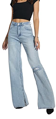 Style-Station Damen Jeans Schlagjeans High Waist Hochschnitt Bootcut blau Hoch-Bund Stretch-Jeans Stretch-Hose-n Schlag-Hose-n Damen-Hose-n Damenjeans-Hose-n Flare-d Marlene Gr Größe Wide Leg XS 34 von Style-Station