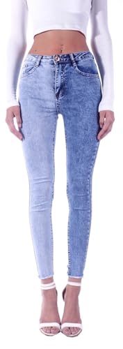 Style-Station Damen Jeans Skinny Röhrenjeans Ripped Stretch Mid Waist Sexy Stretchjeans Damenjeans Jeans-Hose-n Stretch-Hose-n Mid-Rise normaler Bund Normale leibhöhe normal Gr Größe Hellblau-e XL 42 von Style-Station