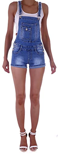 Style-Station Damen Latz Hotpants Jeans Shorts Shorty in Blau Latz-Hot-Pants Latz-Short-s Jeans-Hot-Pants Kurze-Jeans-Hosen Panty eng-e Sommer-Jeans Short-s-Jeans Hose-n Denim Gr Größe Schwarz-e XS 34 von Style-Station