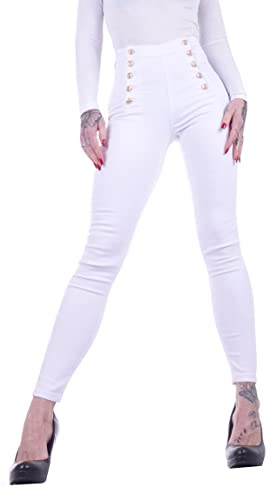 Style-Station High Waist Damen Hosen Treggings Jeans Jeggings Damen-Hose-n Jeans-Hose-n Hoher Bund Hoch geschnitten Leibhöhe Stoffhose-n Business Stretch-Hose-n Skinny Röhrenjeans Gr Größe Weiß M 38 von Style-Station