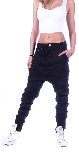 tyle-Station Damen Boyfriend Hose Hüftjeans Jeans Damenjeans Boyfriend-Hose-n Damen-Hose-n Jeans-Hose-n Baggyjeans Baggy-Hose-n Girlfriend Knopfleiste Niedrige-r Leib Bund Gr Größe Schwarz S 36 von Style-Station