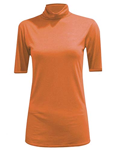 Damen Rollkragenpullover 3/4 Ärmel Top Damen Rollkragen Top Shirt Tees Gr. 34-36, rust von Style Wise Fashion