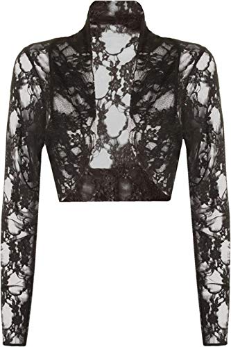 Style Wise Fashion Damen Spitzen-Bolero, vorne offen, langärmelig, Cardigan Gr. 52-54, Schwarz Style Wise Fashion Damen Spitzen-Bolero, vorne offen, langärmelig, Cardigan Gr. 52-54, Schwarz von Style Wise Fashion