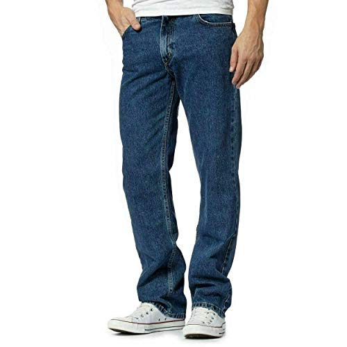 Style Wise Fashion Herren-Jeans, Denim-Jeans, klassisch, gerades Bein, einfarbig, Denim-Jeans, Erwachsene, Jeans, Herren, Schwarz / Blau, dunkelblau, 32W x 31L von Style Wise Fashion