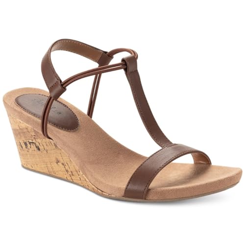 Style & Co. Mulan Damen-Sandalen aus Kunstleder mit Keilabsatz, Chocolate Smooth, 44 EU von Style & Co.