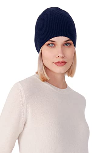 Style & Republic Kaschmir Sport Mütze-Beanie Damen aus 100% Cashmere - Dein kuscheliger Premium Beanie für stilvolle Herbst- & Winter-Momente - Navy von Style & Republic